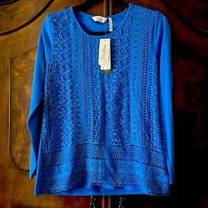 Woman’s Long sleeve Blue front Lace  Top